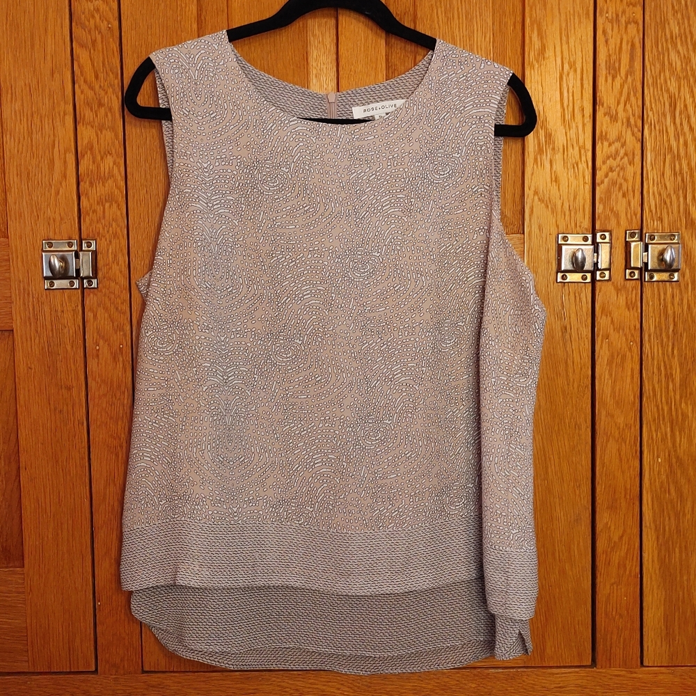 Rose & Olive blush mauve layered chiffon sleeveless blouse
